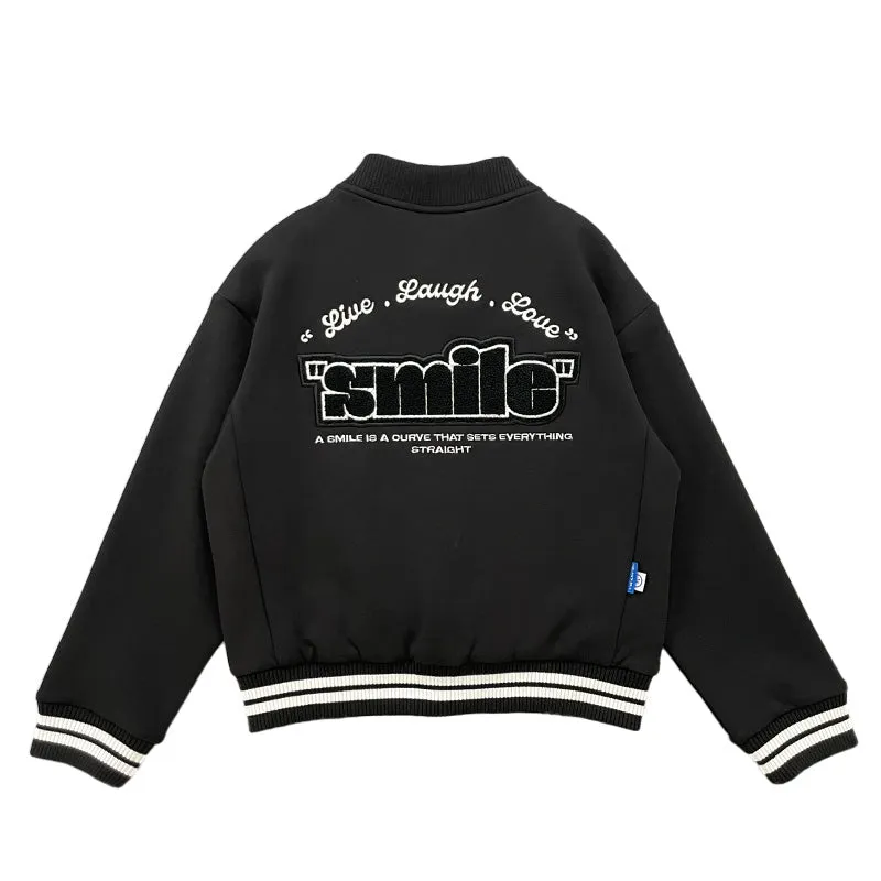 Boy Oversized Varsity Jacket - Black - SB2311268B