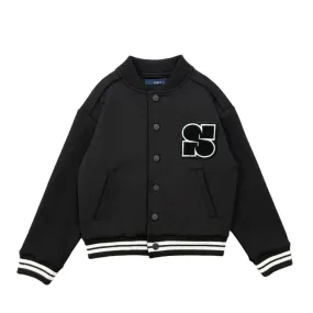 Boy Oversized Varsity Jacket - Black - SB2311268B