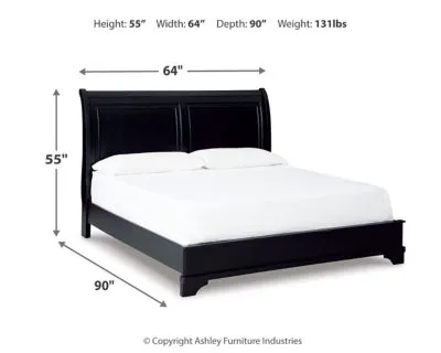 Chylanta Queen Sleigh Bed with Mirrored Dresser, Chest and 2 Nightstands