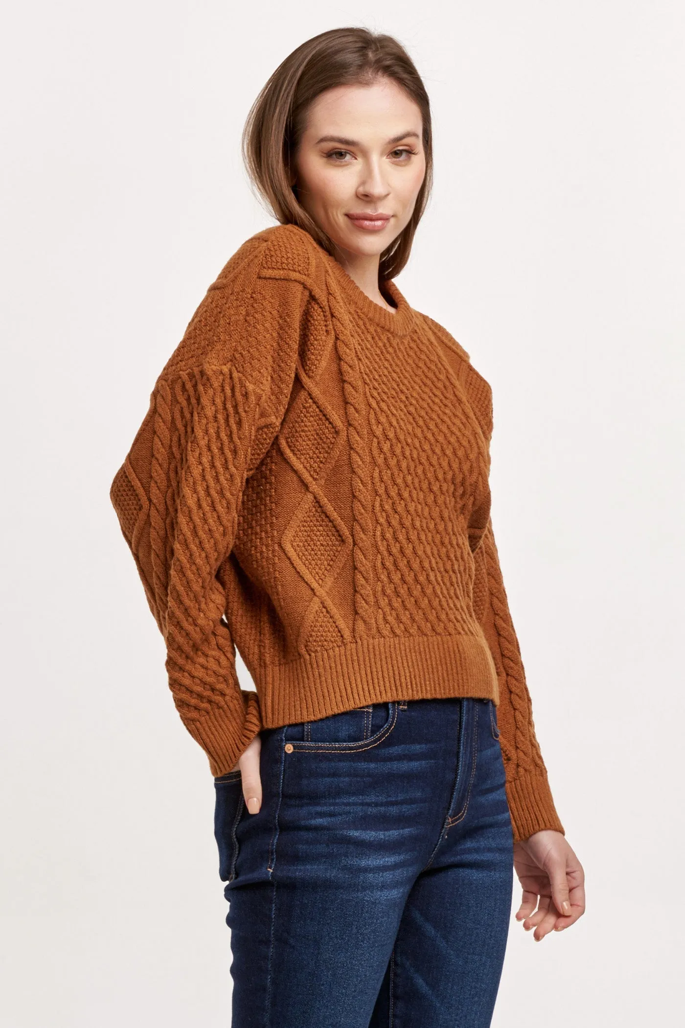 HOLDEN CREW NECK LONG SLEEVE RELAXED FIT SWEATER NUTSHELL