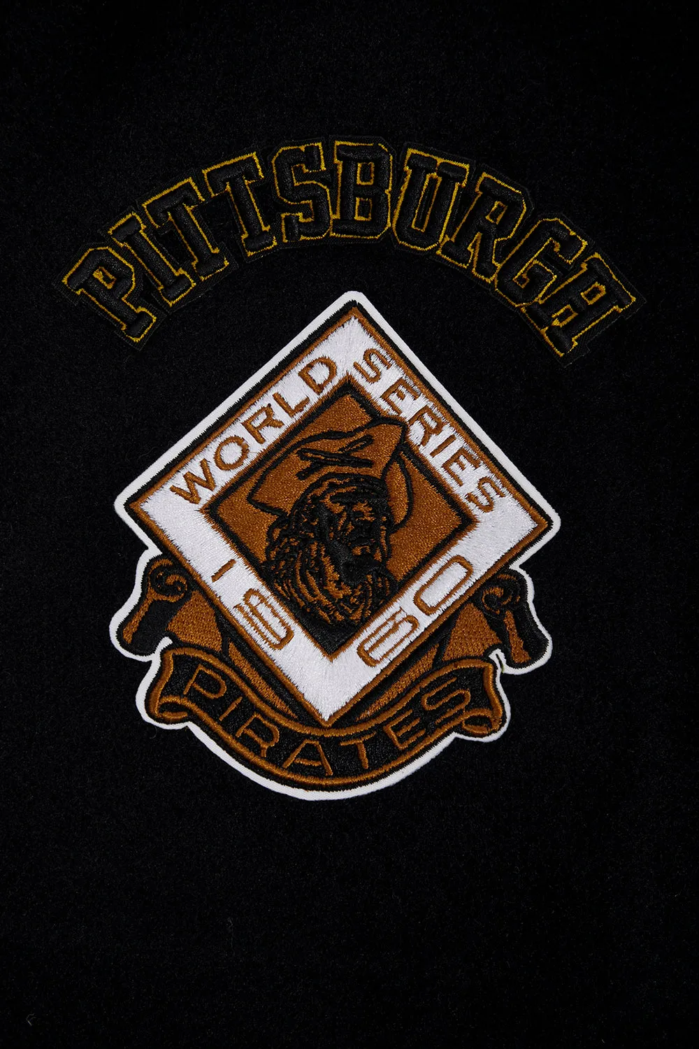 MLB PITTSBURGH PIRATES RETRO CLASSIC MEN'S RIB WOOL VARSITY JACKET (BLACK/YELLOW)