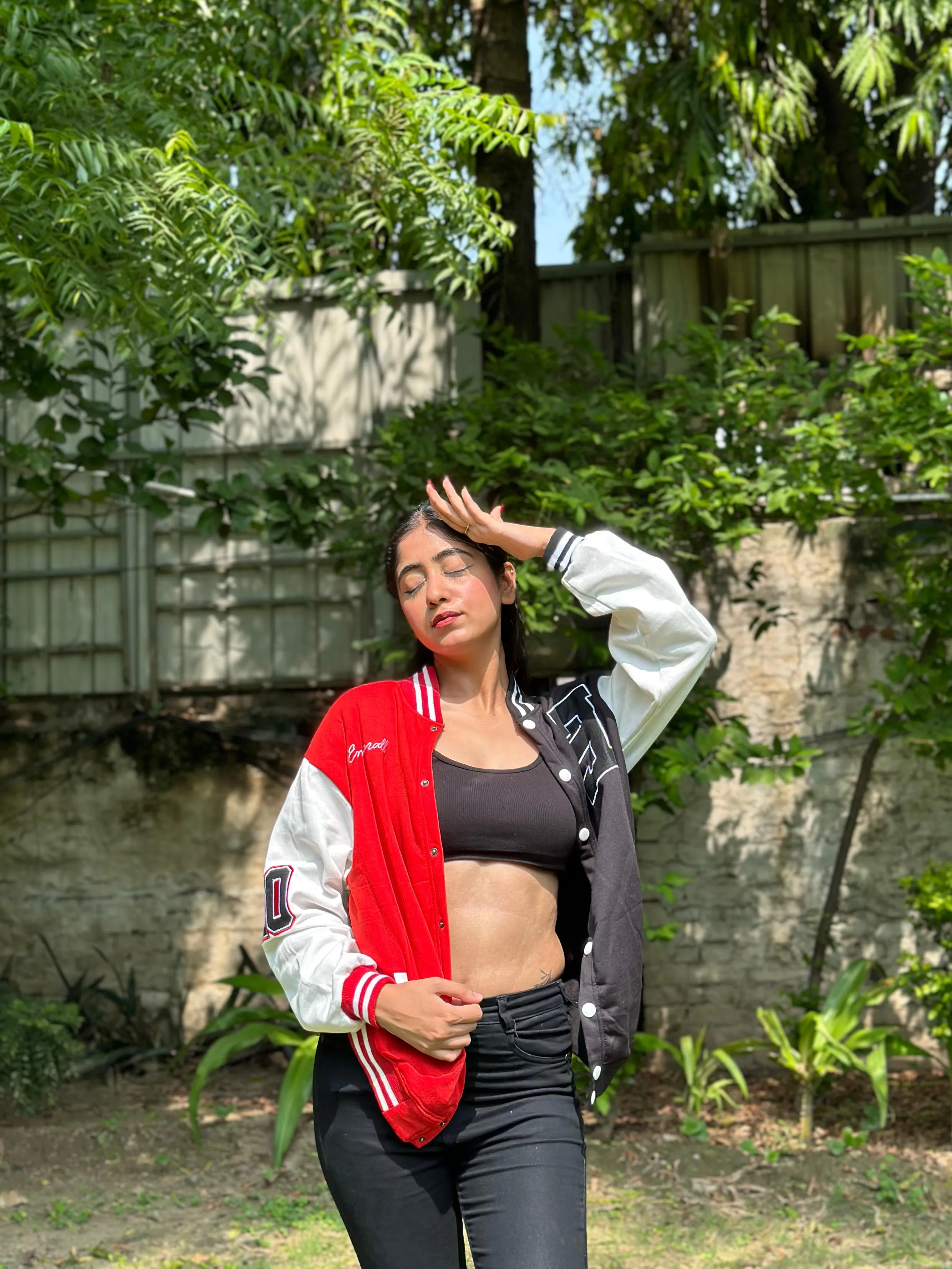 Red & Black Oversized varsity jacket
