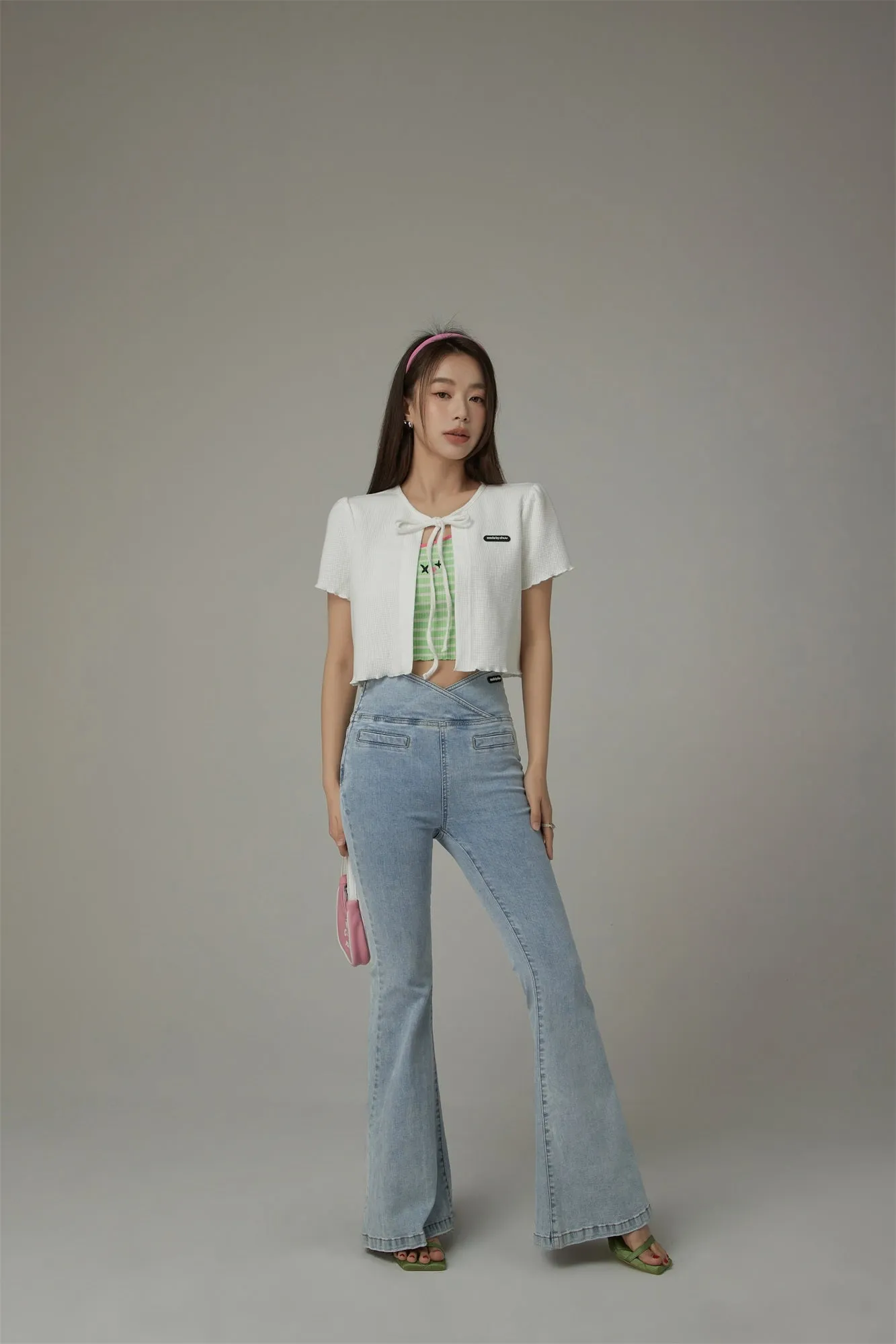 Ribbon Lettuce Hem Crop Cardigan