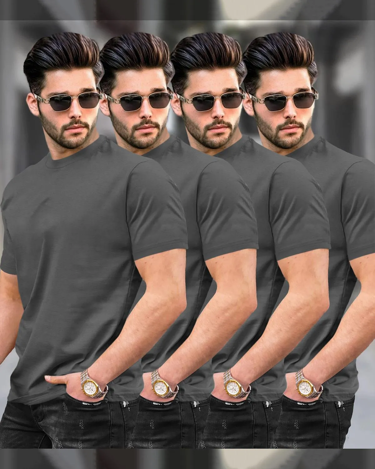 Round Neck Half Sleeve T-shirts (Pack Of 4) | 6 Colours