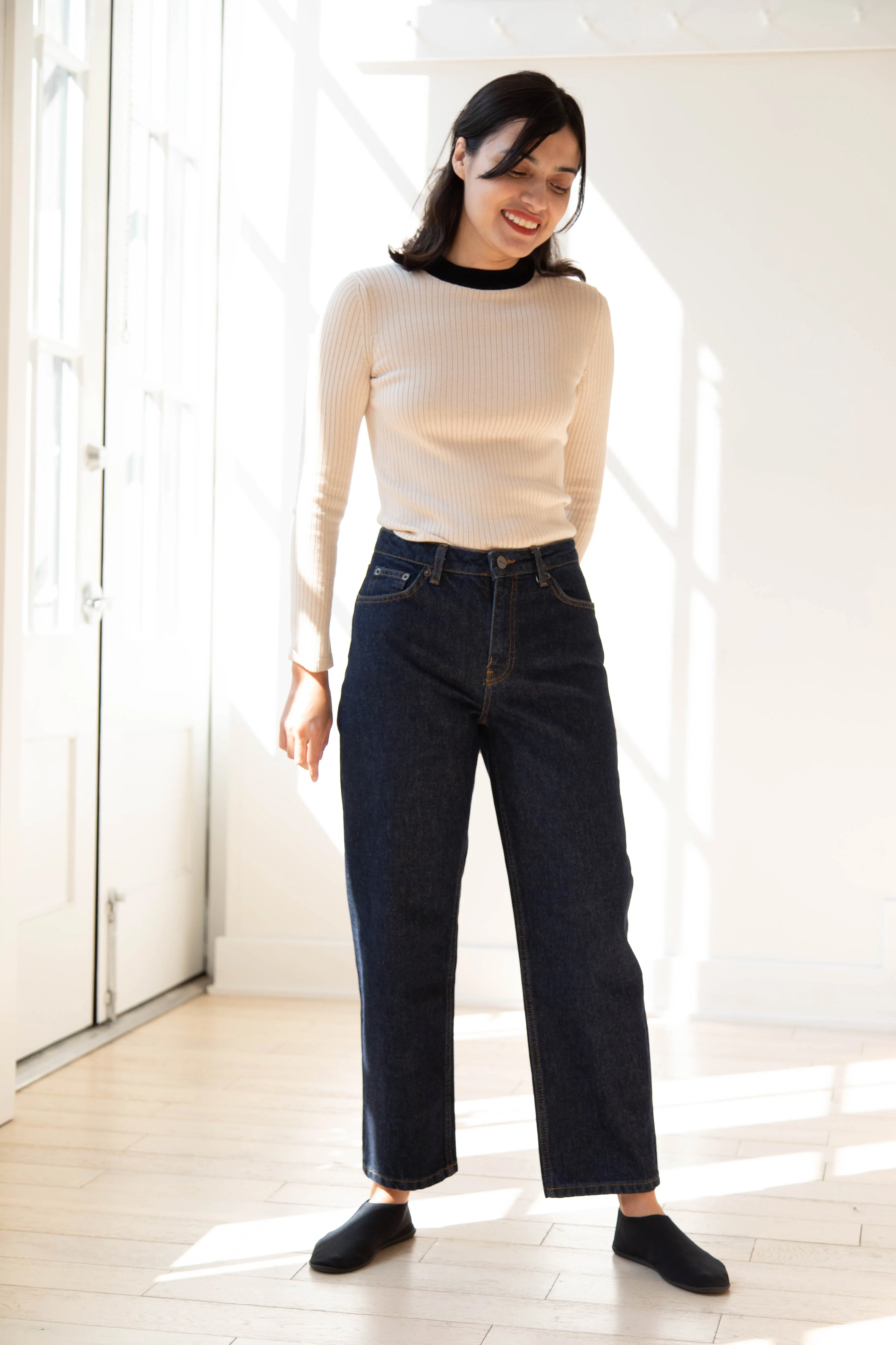 Skall | Allison Cropped Jeans in Indigo Blue Denim