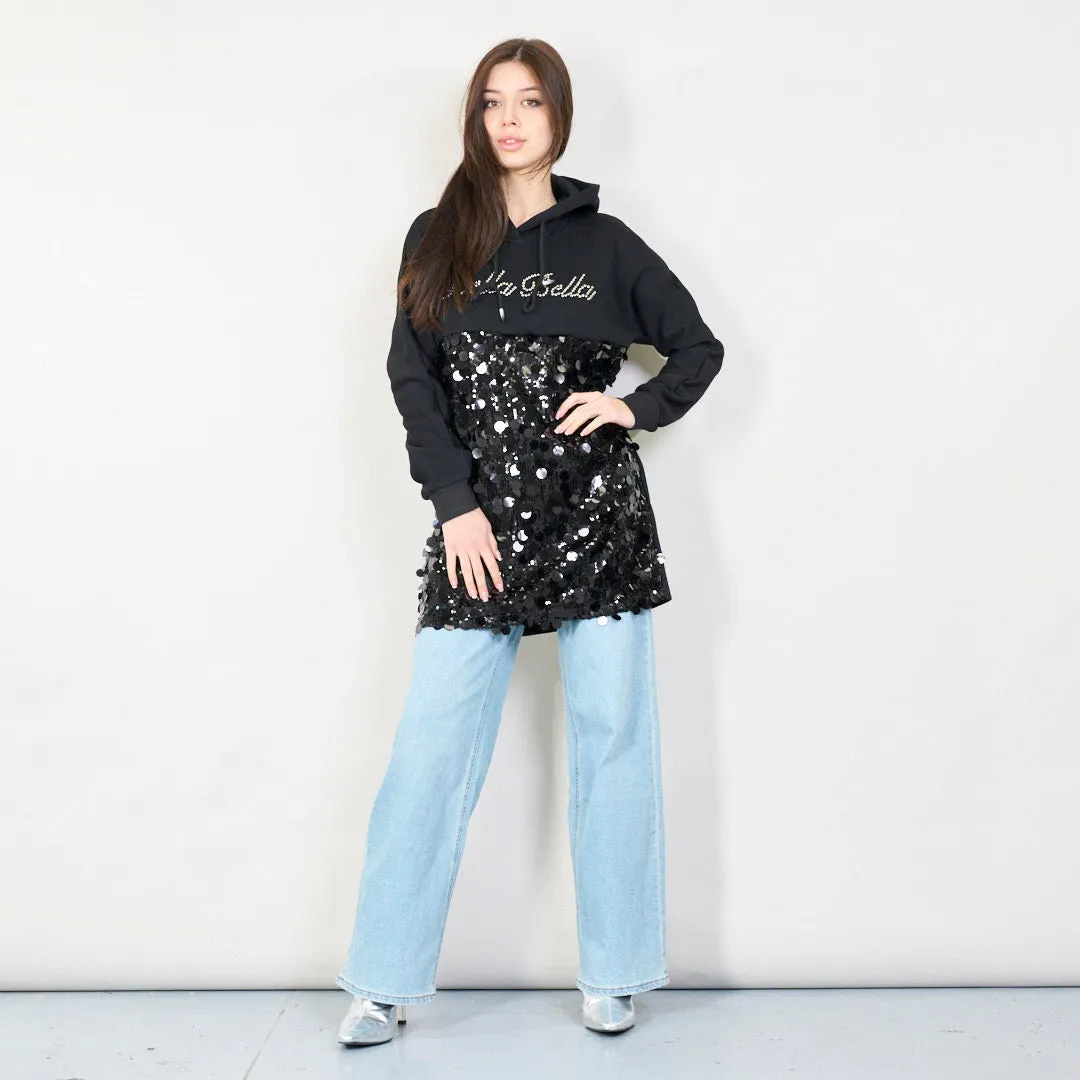Stylish hoodie dress with sequin details wholesale