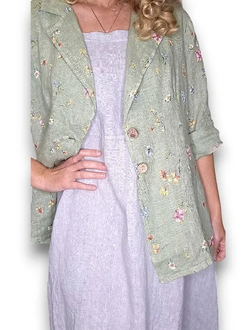SUIT LINEN JACKET LINEN WINDY BLOOM SOFT GREEN