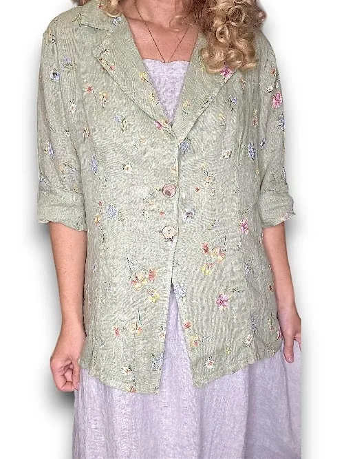 SUIT LINEN JACKET LINEN WINDY BLOOM SOFT GREEN
