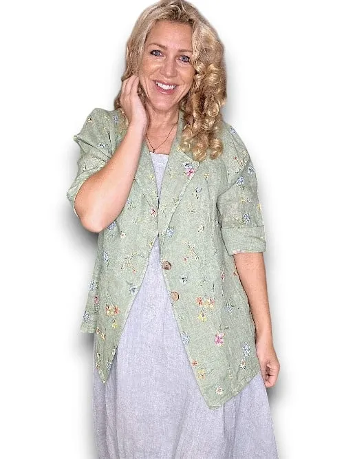 SUIT LINEN JACKET LINEN WINDY BLOOM SOFT GREEN
